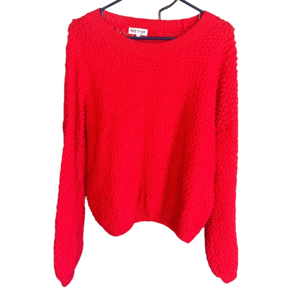 Pop Sugar Red Medium crewneck fuzzy sweater - Picture 1 of 3